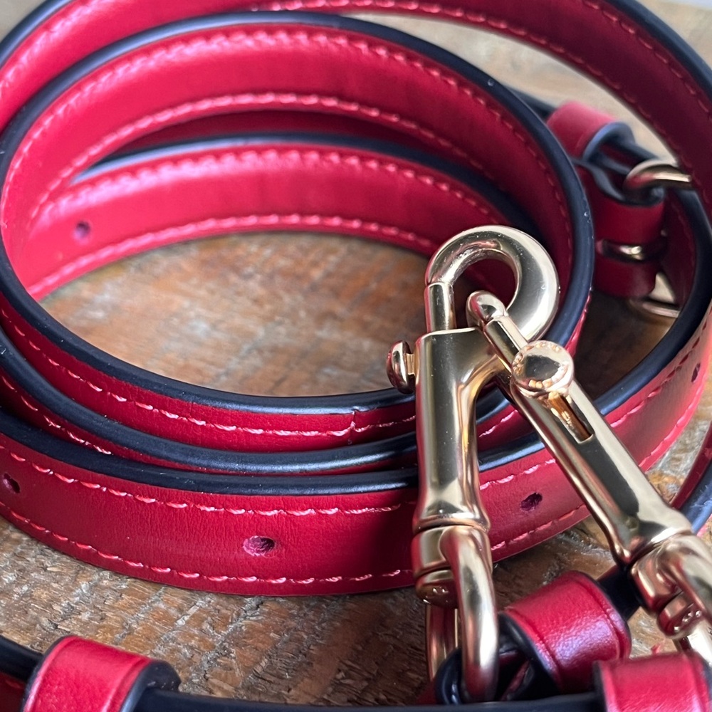 Coach Red Leather Crossbody Replacement Strap with Gold-Tone Hardware - Picture 3 of 11